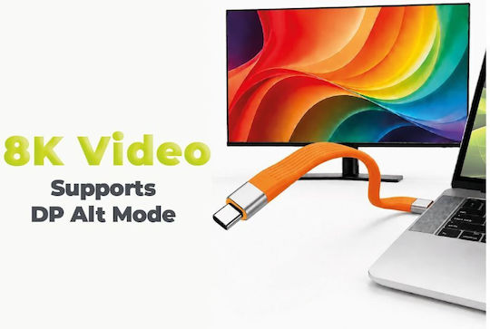 Mobile Origin Braided / Flat / Keychain USB 2.0 Video Cable USB-C Male - USB-C 240W PD Orange 0.13m MO-UK-CB17-ORG