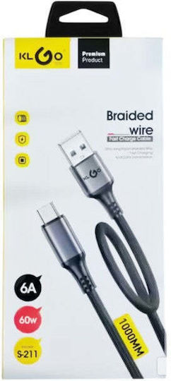 KLGO USB 2.0 Cable USB-C male - USB-A 60W 1m S-211