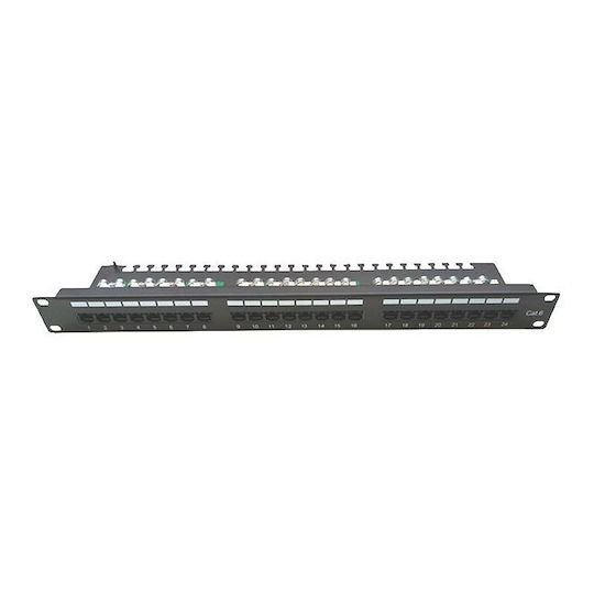 Masterlan Пач панел за рафт 19" 24 порта cat6 Черен