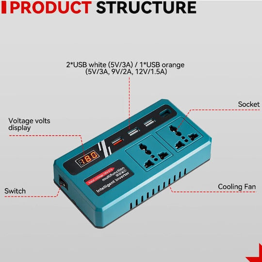 Convertor de tensiune portabil multifuncțional Dh-07297 Rl16841