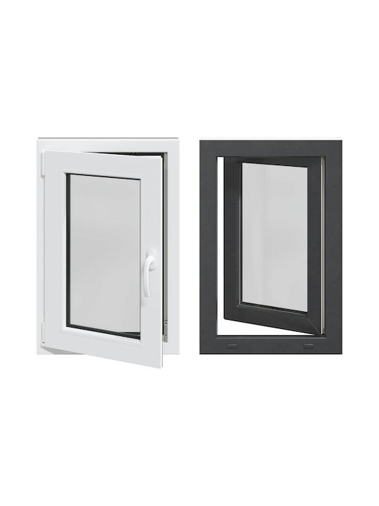 vidaXL Hinged Window PVC Risor W60xH80cm