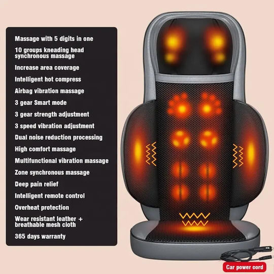 Heated Car Seat Cover 12v 36w Massage Vibration Controller Black Lek-918a
