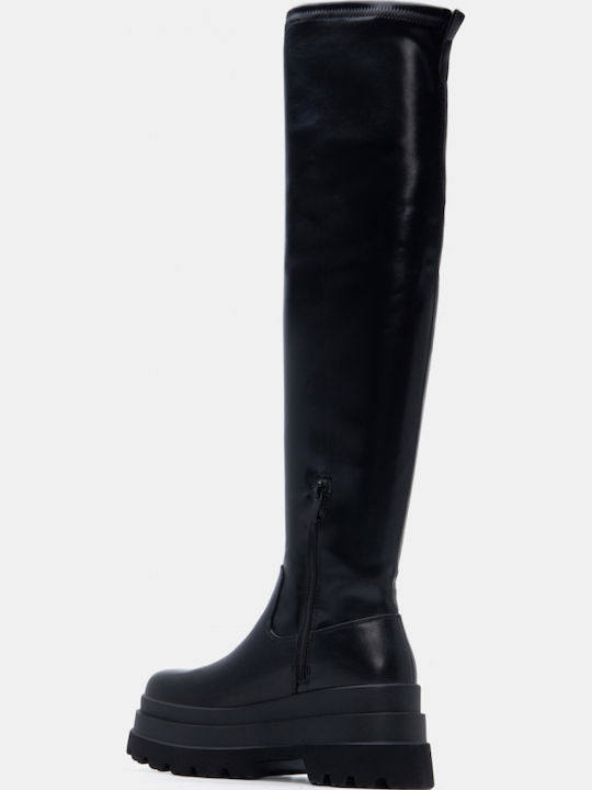 Wildleder Damenstiefel Über dem Knie Schwarze