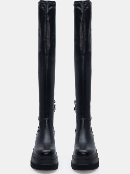 Wildleder Damenstiefel Über dem Knie Schwarze