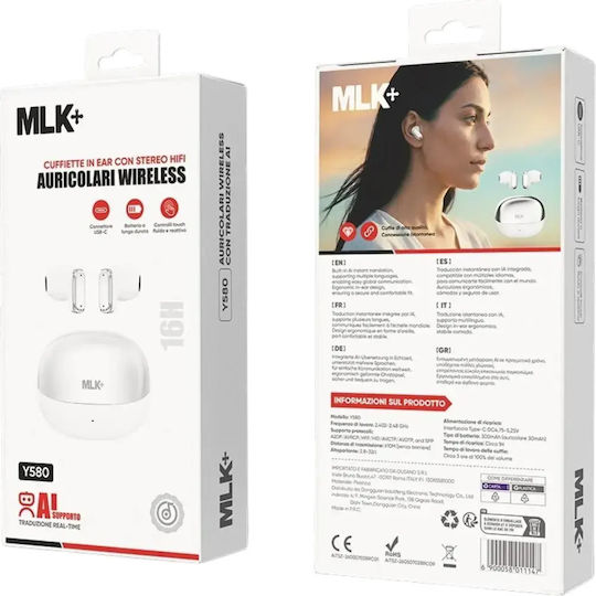 MLK+ Y580 AI Ohrstöpsel Bluetooth Kopfhörer Mit Ladekoffer Weiße