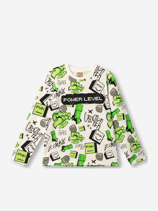 Kids Top Long-sleeved Ecru and Green
