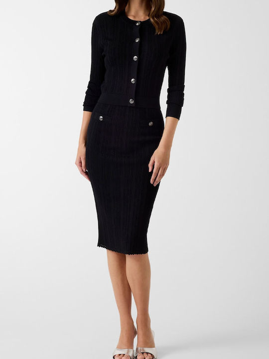Short Women's Knitted Cardigan Black