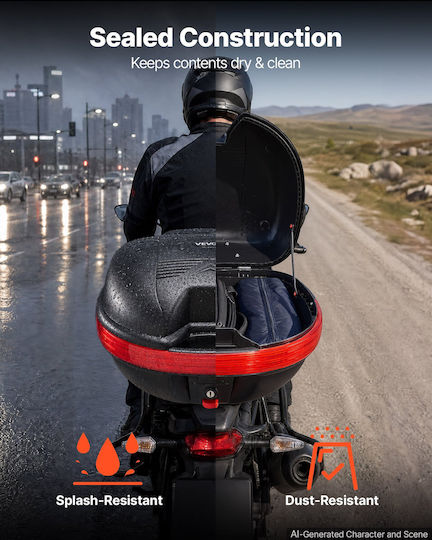 Vevor Motorrad-Topcase 30l Universell Wasserdichte Hecktasche Pp Abnehmbares Top-Box Motorrad Schloss Sicherheit & Rücken Gepäckaufbewahrung