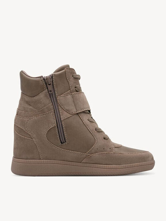 Leder Damen Stiefeletten mit Plattform Braun