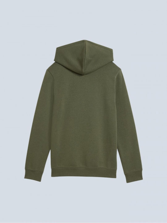 Fleece Детско Суичър с Качулка и Джобове Каки