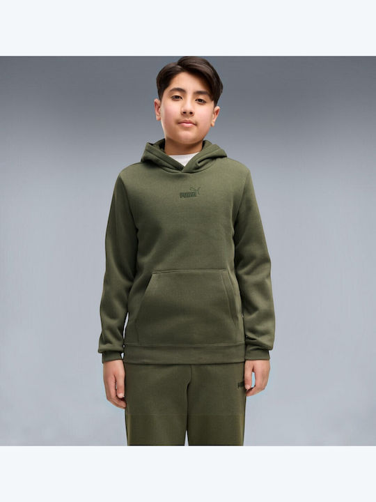 Fleece Детско Суичър с Качулка и Джобове Каки