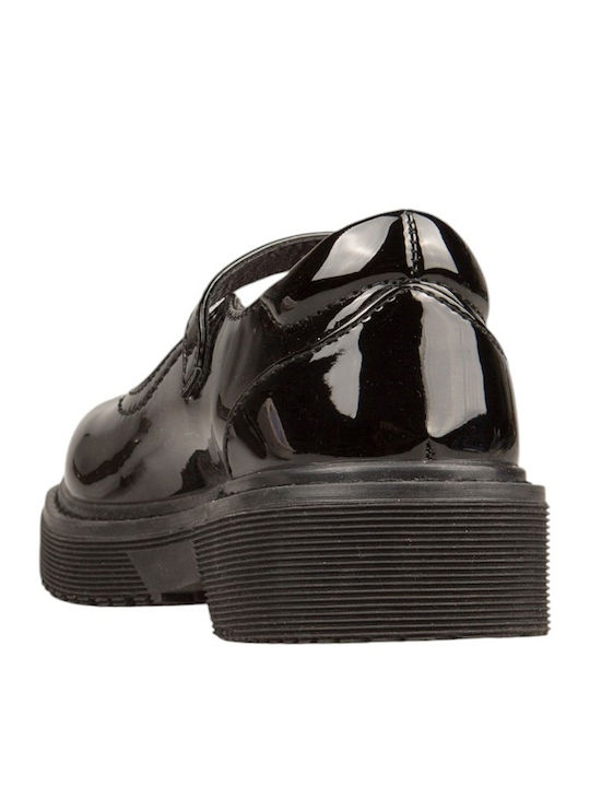 Kids Ballerinas With Hoop & Loop Closure Patent Leather Black