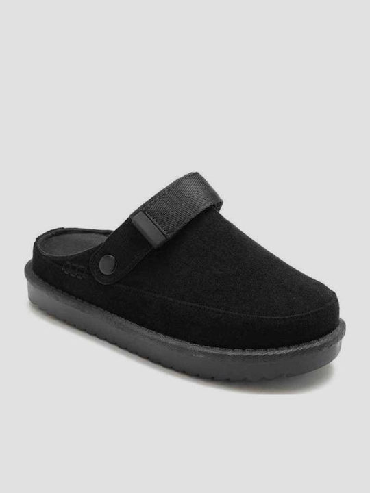 Flat Wildleder Damen Pantoletten in Schwarz Farbe
