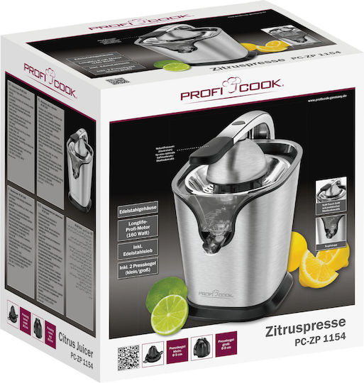 Profi Cook PC-ZP 1154 Elektrischer Entsafter 160W Edelstahl Silber