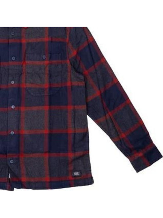 Long Sleeve Flannel Shirt In Regular Fit Checked Parisian Night
