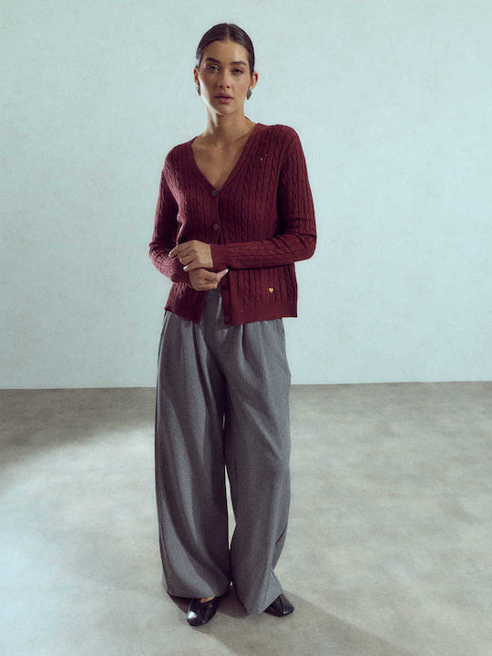 Gestrickte Damen Strickjacke Glitter Burgundisch