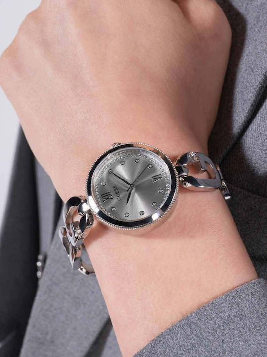 Guess Women's Watch 30mm Battery Chronograph with Silver Stainless Steel Bracelet