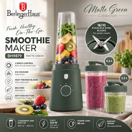 Berlinger Haus Блендер с Пластмасова Кана 600 ml 320W Зелен BH-9879