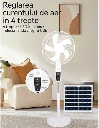 Pedestal Fan 12W Fan Diameter 40.64cm With Remote Control White