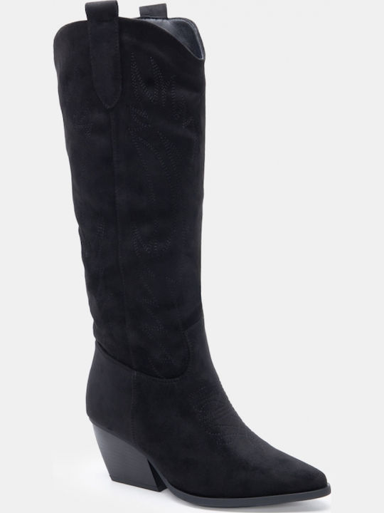 Women's Cowboy Boots with Mid Heel Black