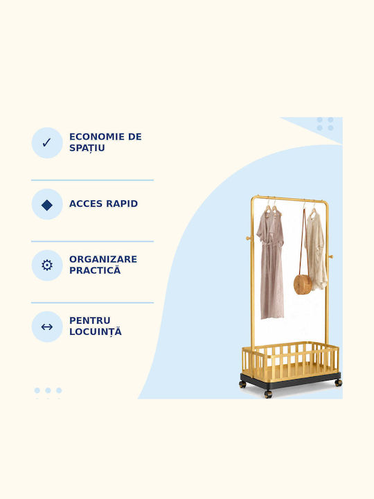 Cu Roți Rack pentru îmbrăcăminte din Metal Auriu