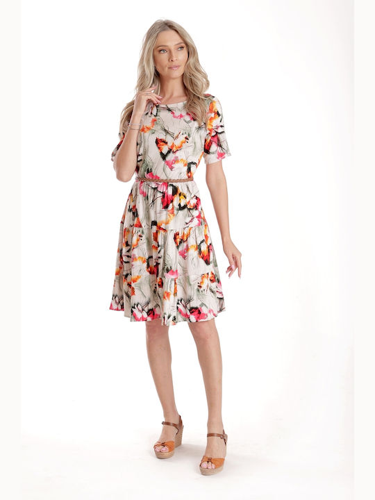 Rochie De Vară Pentru Femei Midi Rochie-Cămașă Cu Volane Crem