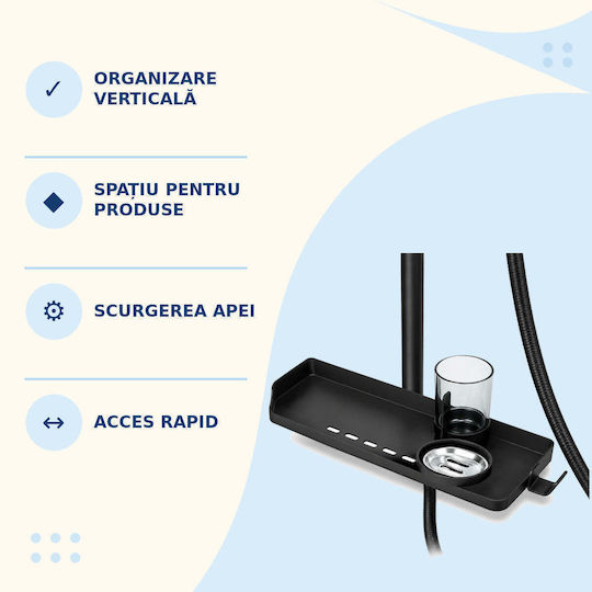 Raft de duș Suport pentru săpun și pahar Negru
