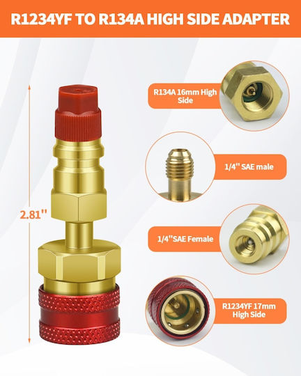 Quick Adapter R1234yf To R134a Set 2 Ac Auto Couplers High Low Side 1/4 Sae Freon Charging Air Conditioning Service