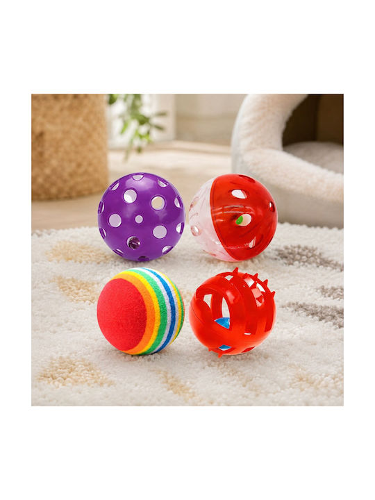 Set 4 Multicolor Cat Balls Bell
