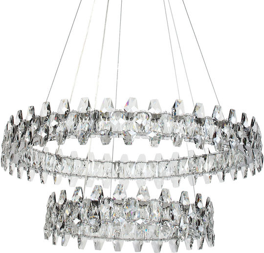 Keskor LED Smart Κρεμαστό Φωτιστικό Ασημί 60x60εκ.