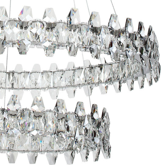 Keskor Silver LED Ceiling Light with Crystals 60x60cm
