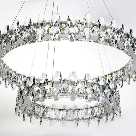 Keskor Silver LED Ceiling Light with Crystals 60x60cm