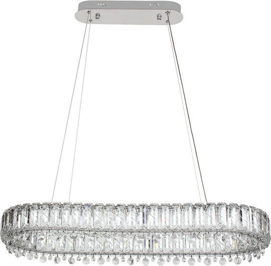 Keskor Silver LED Ceiling Light with Crystals 77x29cm