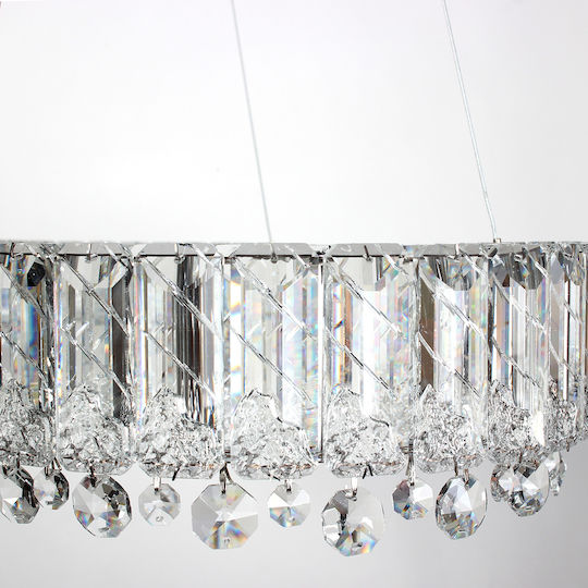 Keskor Silver LED Ceiling Light with Crystals 77x29cm