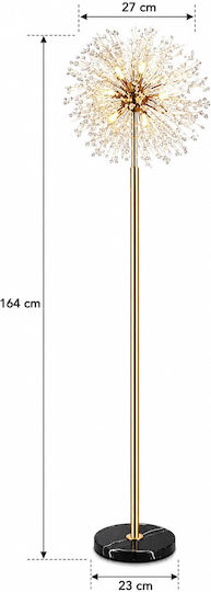 Floor Lamp H164xW27cm with Lamp Bulb Base for G9 Gold