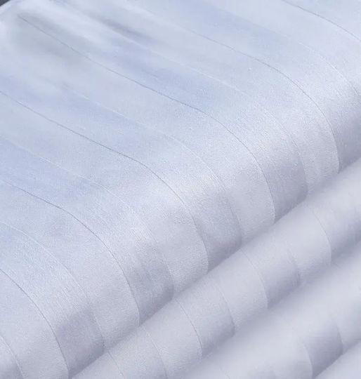 Hotel Sheet White Loft Cotton Satin Stripe 2 Cm 300tc 245x290