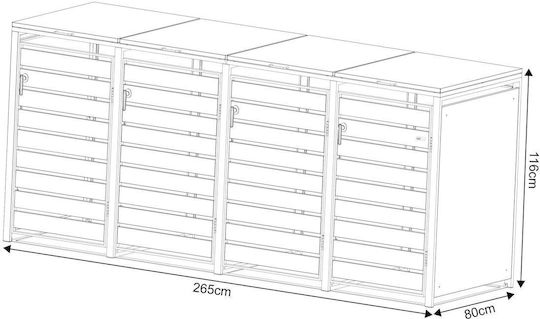 Metallischer Abfallbehälter Räder 4x240l Graues
