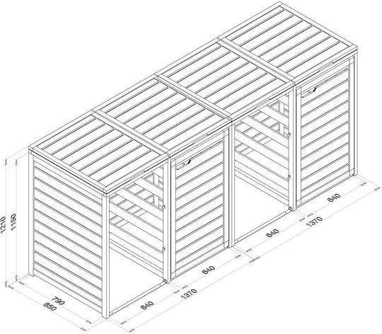 Ξύλινος Κάδος Απορριμμάτων 4x240lt Καφέ