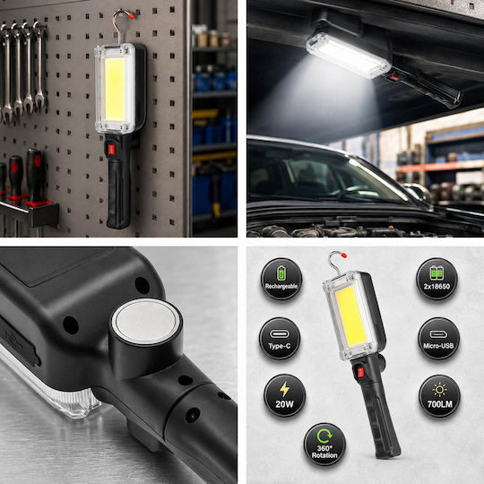 Workshop Rechargeable LED Work Light with Brightness up to 700lm