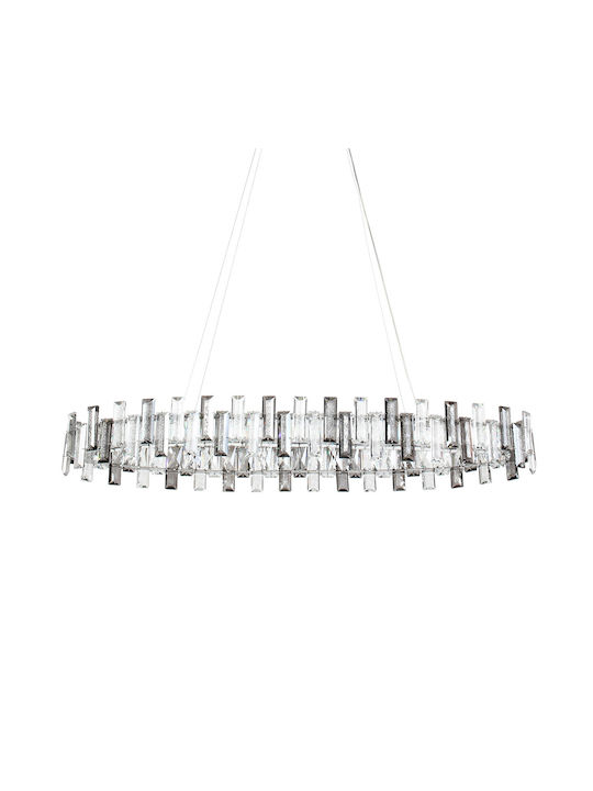 Keskor Smart Deckenleuchte montieren 80cm Silber mit Integrierte LED und Kristalle