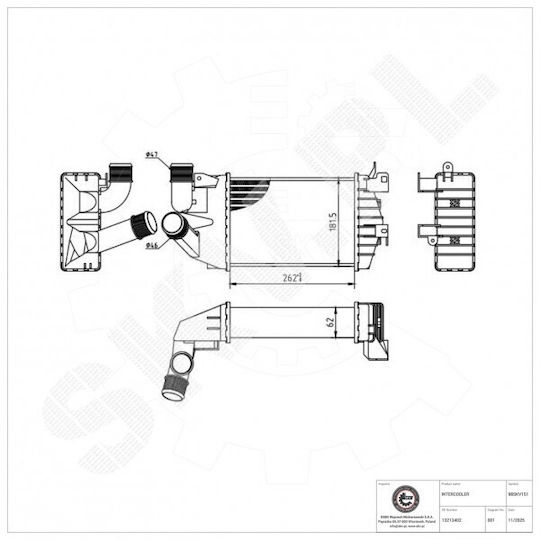 Ψυγείο Αέρα Υπερπλήρωσης Opel Astra H Zafira B 13213402