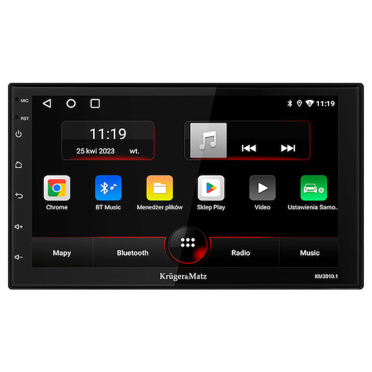 Kruger&matz Player Audio Auto 2 DIN Android 12 Cu Ecran Tactil 7” Apple CarPlay Android Auto GPS Bluetooth Wi‑fi 2gb Ram 64gb Rom 4x45w Iluminare Rgb Suport Cameră de Marșarier