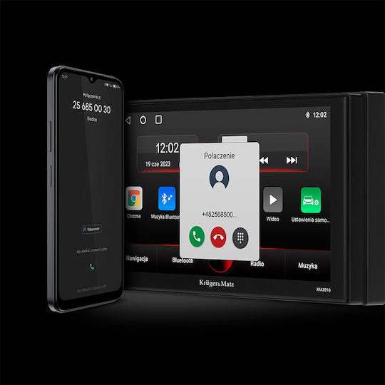 Kruger&matz Player Audio Auto 2 DIN Android 12 Cu Ecran Tactil 7” Apple CarPlay Android Auto GPS Bluetooth Wi‑fi 2gb Ram 64gb Rom 4x45w Iluminare Rgb Suport Cameră de Marșarier