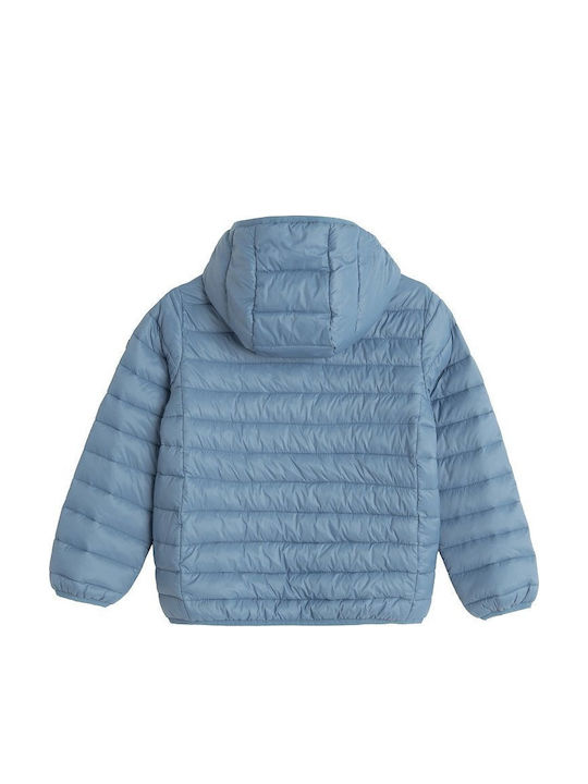 Kids Casual Short Hooded Blue Coat