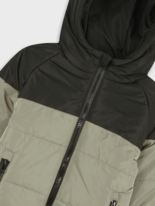 Kids Casual Short Hooded Jacket Beige