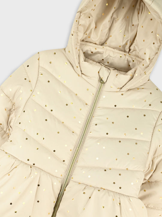 Kids Casual Short Hooded Jacket Vanilla