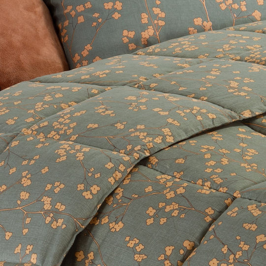 Nef-Nef Homeware Сет Памучна завивка Супер двойна 220x240см Floriva Green 330 GSM