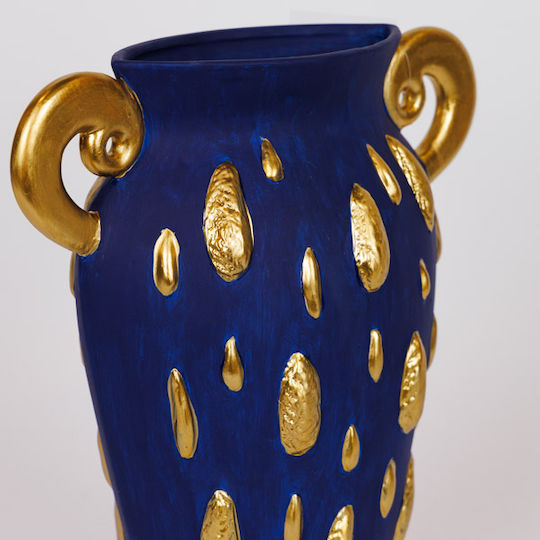 Eurolamp Dekorative Keramik Vase Blau 27,3x9,8xH29cm