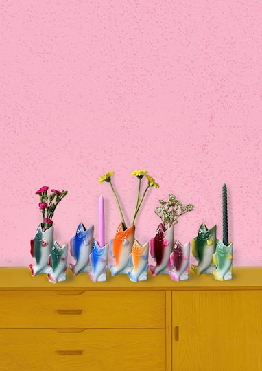 Kitsch Kitchen Βάζο Κεραμικό Μπλε 11.5xΥ22cm
