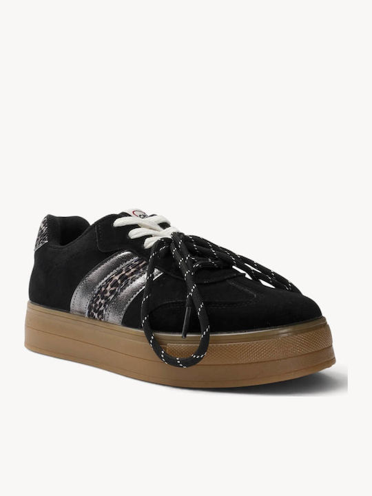 Schwarze Sneakers Print Details Doppelte Schnürsenkel